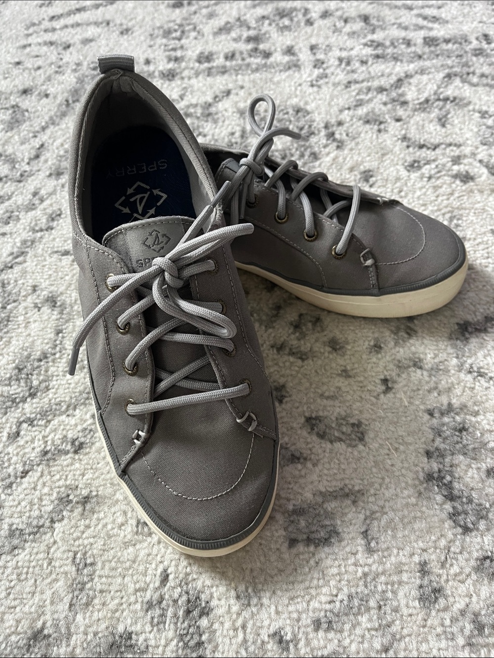 Sperry Women’s Gray Canvas Low-Top Lace-Up Sneakers